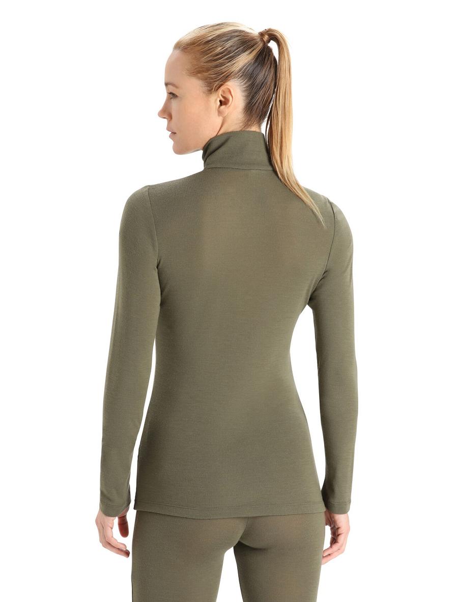 Loden Icebreaker Merino 175 Everyday Long Sleeve Half Zip Thermal Top Women's Base Layers | AU 1862DFMN